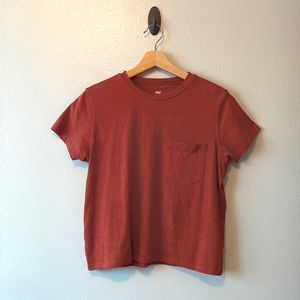 3 for $10 Rust red/ orange boxy tee shirt front pocket